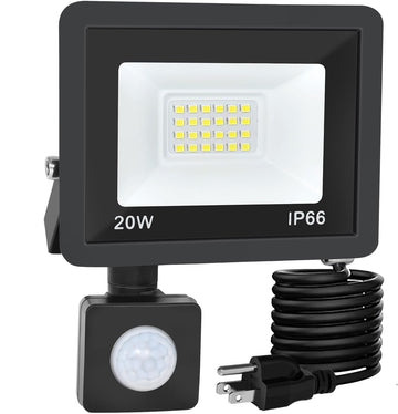 RERBIO Motion Sensor Flood Light Outdoor, Plug in Motion Sensor Light with 4.9ft Cord, IP66 Waterproof Floodlights with Photocell 6000K Super Bright Security Light for Garden Patio