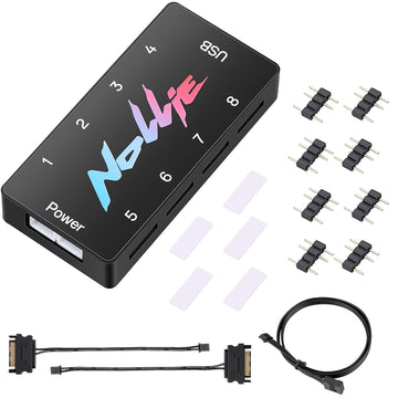 Iesooy Nollie 8 ARGB Controller Fan Hub 5v 3Pin 8 Port ARGB Interface SATA Powered Support SignalRGB OpenRGB