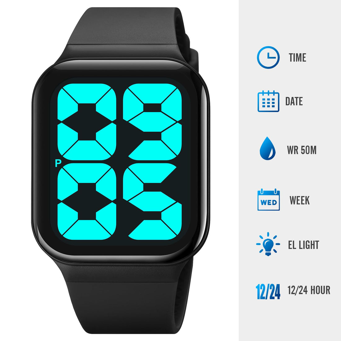Large Numbers Digital Watches for Men Women Elderly Waterproof Wrist Watch
