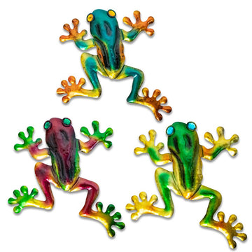 dreamskip Frog Decor, Outdoor Wall Art, Metal Frog Wall Decor for Fence, Garden, Patio, Yard, Outside Gifts for Adults (3 Pieces)