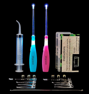 Airgoesin 2 Tonsil Stone Remove Tool Tonsillolith Pick + Cleaning Syringe