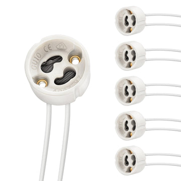 DiCUNO GU10 Base Socket, Ceramic Lamp Holder with Silicon Wire, 6-Pack