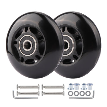 WHEELGOO 2-Pack PU Luggage Suitcase Replacement Wheels Repair Kit w/ABEC-7 Bearings and 6mm Axles for Trolley Carry-on Roller Travel Bag (70 * 24mm)