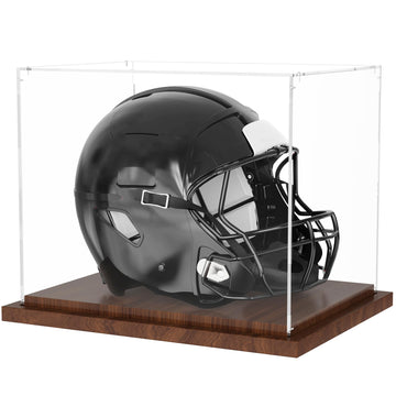 VGMiu Football Helmet Display Case Full Size Clear Case with Wood Base