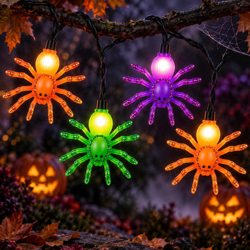 Halloween Spider String Lights, 8.5Ft Multi-Color Spider LED String Lights