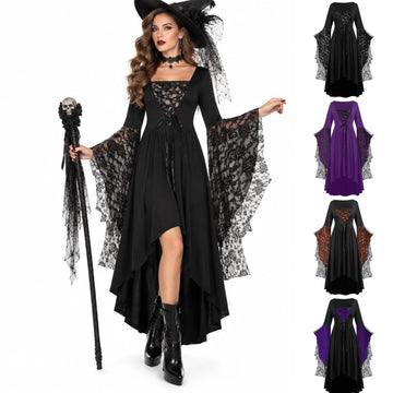 Sfascumop Adult Halloween Costumes,Witch Costume Women Dress Halloween Costumes Renaissance Medieval Vampire Butterfly Sleeve Mesh Gothic Outfit 2026 Dark Gray Small