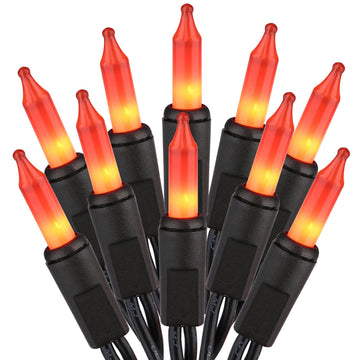 ODEETRONIC Orange Halloween Lights Outdoor, 21.63 ft 100 Count Incandescent