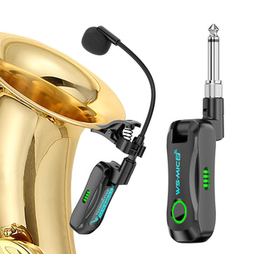 Lefiko 2.4G Wireless Saxophone Microphone System, Clip-On Instrument Microphone for Brass (Trumpet, Trombone, Tuba, Cornet, French Horn), Low Latency Wireless Mic for Practice, Teaching & Small Gigs