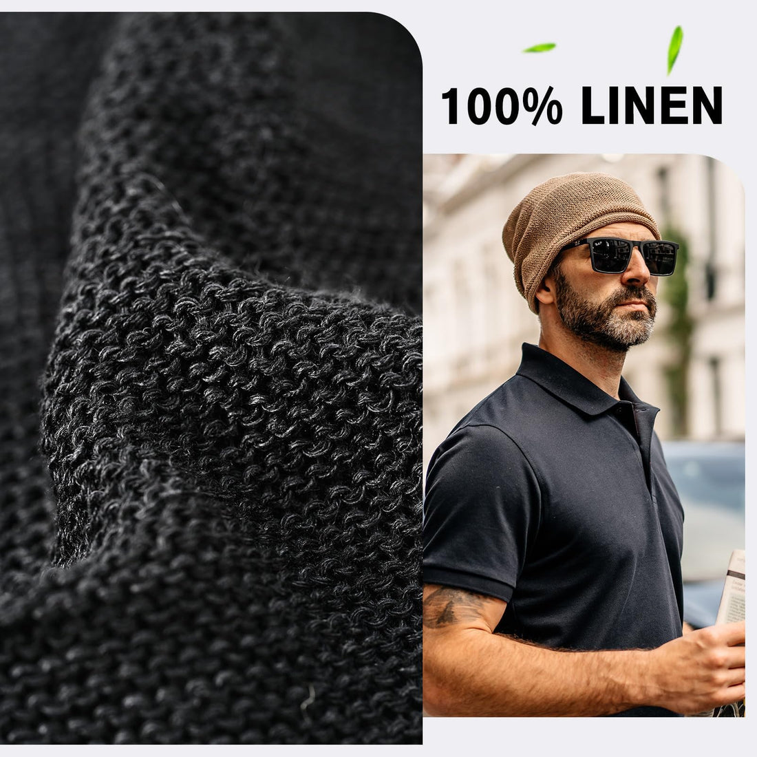 TOP-EX Lightweight Summer Slouchy Beanie for Men Women, Black XL/XXL