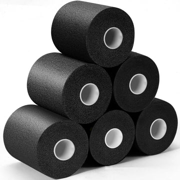 Upgraded 6 Pack Pre Wrap Athletic Tape, Black Sports Prewrap
