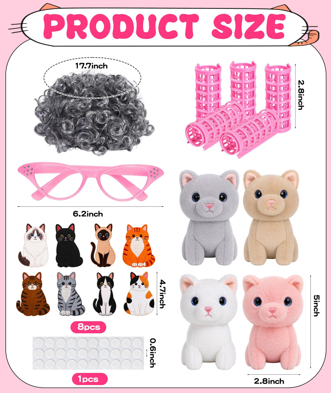 FUNID 22 Pcs Halloween Cat Lady Costume for Women, Funny Cat Lover Outfit